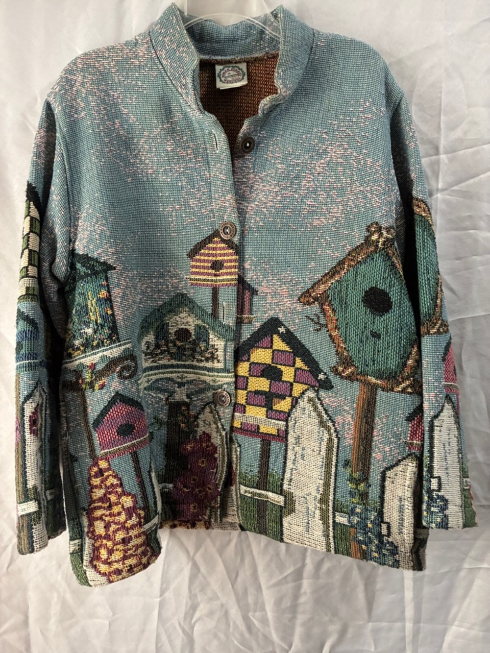 Women's Teal Birdhouse Knit Cardigan Sweater